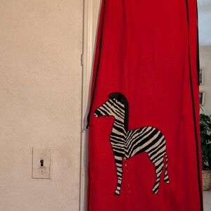 Red Maxi Skirt with Zebra Design